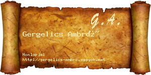 Gergelics Ambró névjegykártya